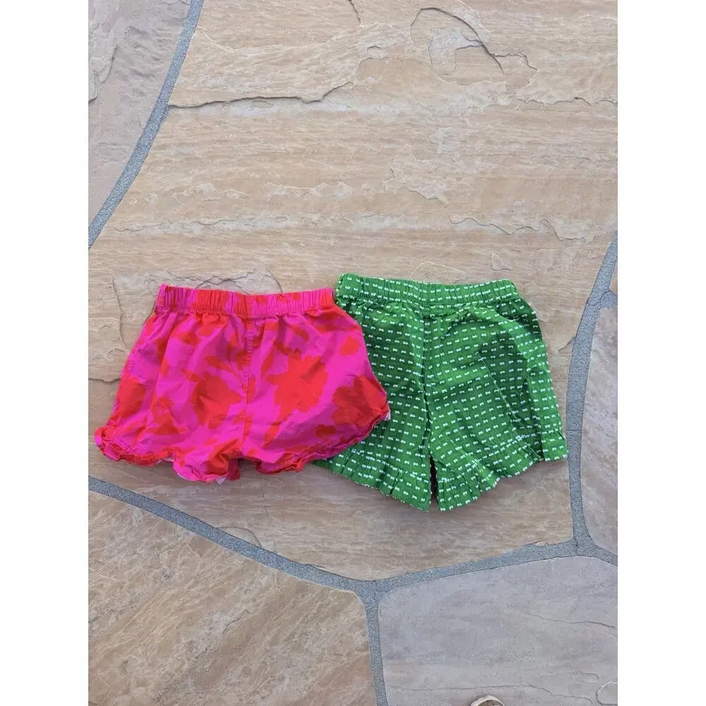Kate Spade x Target, Girl’s Green Ruffle Pink Floral Pull On Shorts Lot Of 2 S